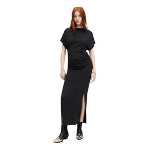All Saints Natalia midi slit black dress size 4